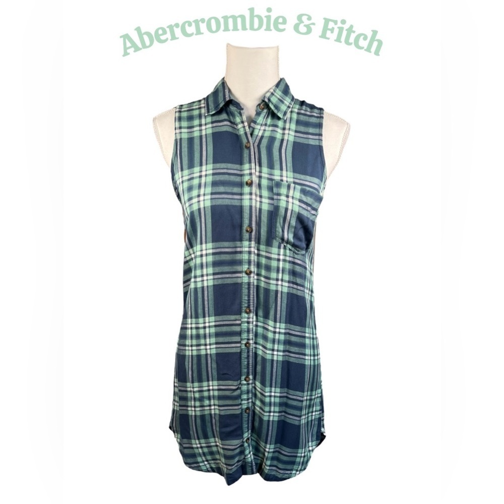 Abercrombie & Fitch | Plaid Sleeveless Button-Down Shirt Dress